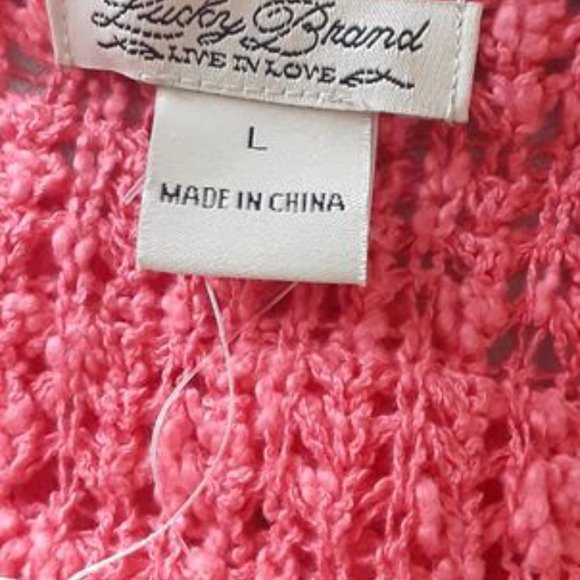 NWT, LUCKY BRAND, Coral Open Weave Knit Sweater Size Large - Picture 2 of 8